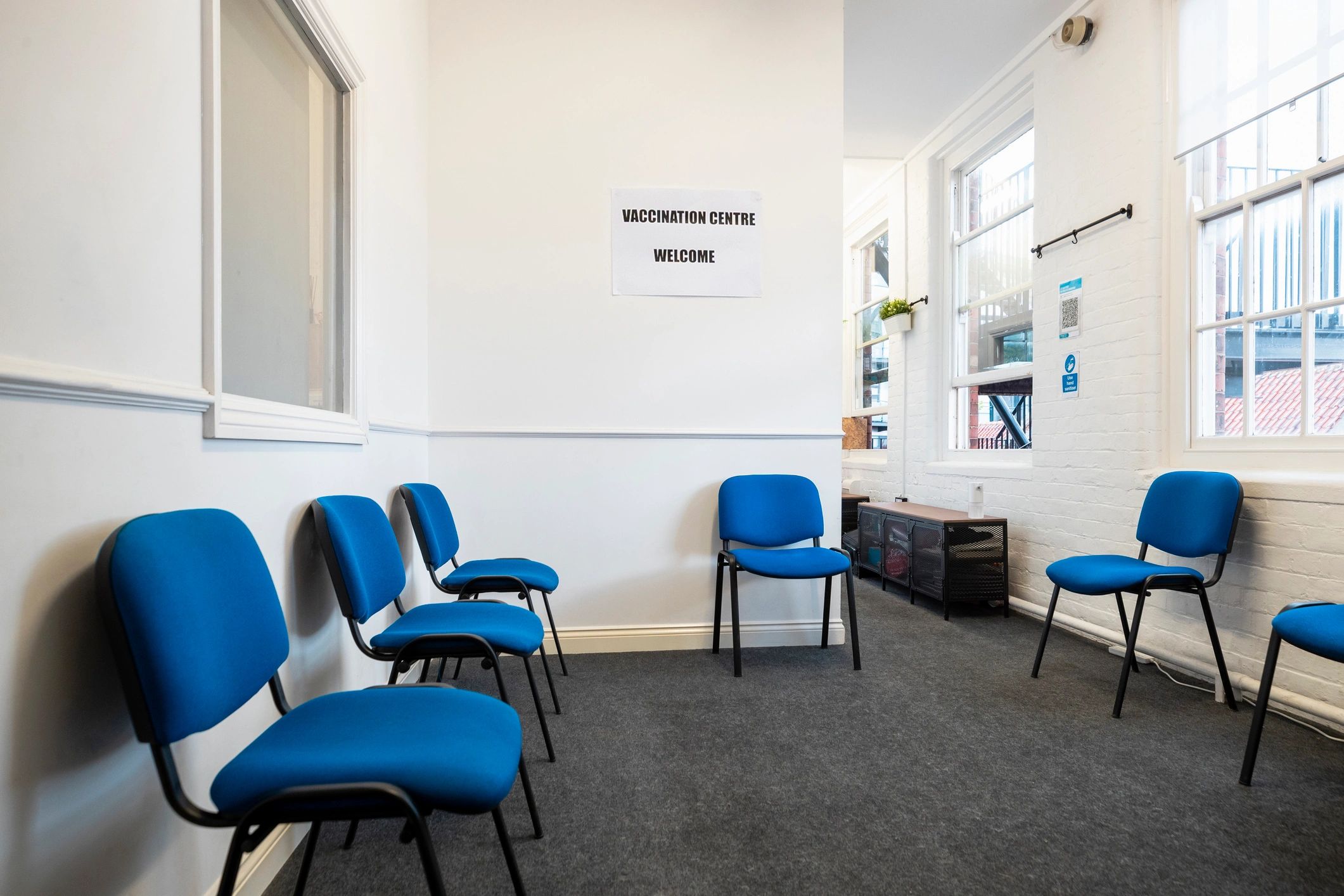 Clinic seating area prepared for patient visits